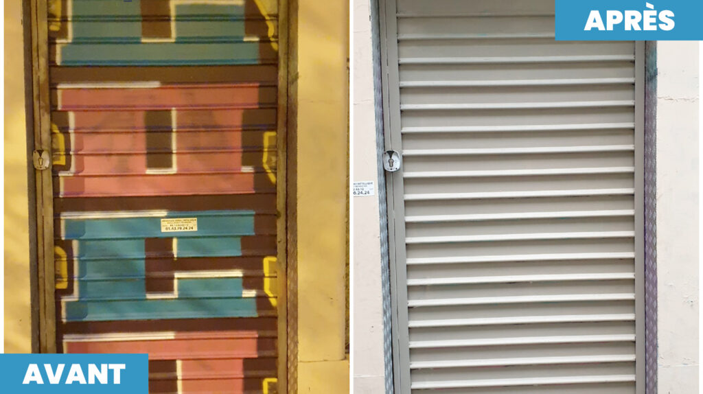 Nettoyage de tag sur porte métallique